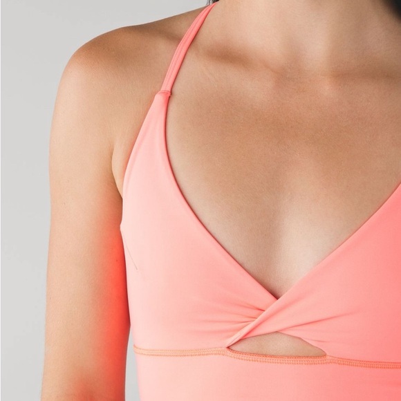 RARE Lululemon Twist Bra Long Line in Grapefruit | Size 2 - Picture 2 of 7